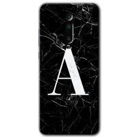 BeRa Aksesuar Xiaomi Mi 9T Kılıf Baskılı Kapak - Siyah Mermer Desenli A Harfi +Tam Kaplayan Mat Seramik