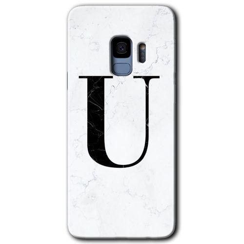 Samsung Galaxy S9 HD Baskılı Kılıf + 9D Tam Ekran Koruyucu - Beyaz Mermer Desenli U Harfi