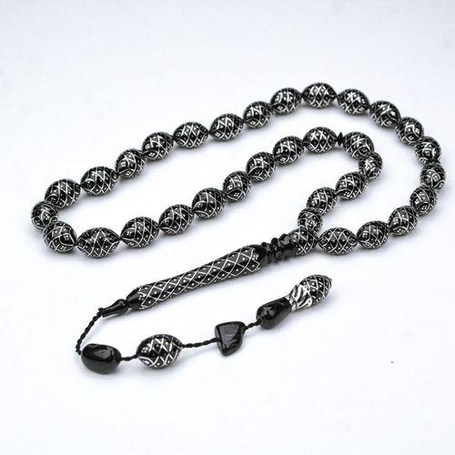 Oltu Taşı Koleksiyonluk Özel  İşlemeli Tespih