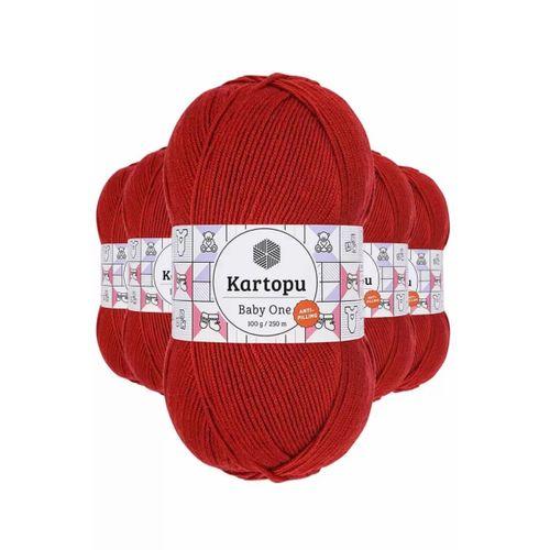 5 Adet Baby One Tüylenmeyen El Örgü İpi Yünü Koyu Kırmızı K129