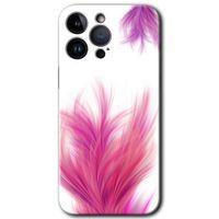 Potkal Hediye Fabrikası iPhone 14 Pro Kılıf HD Desen Baskılı Arka Kapak - Pembe Tüy