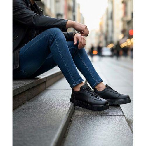 BA0802 BOA Siyah Renk Siyah  Yüksek Taban Erkek Günlük Ayakkabı