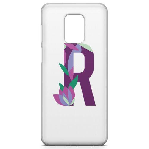 Xiaomi Redmi Note 9s Kılıf R Harfi Çiçekli Arka Kapak Koruma Desenli Full Koruyucu