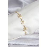 Çiçek Model Zirkon Taşlı Gold Renk Pirinç Su Yolu Kadın Bileklik