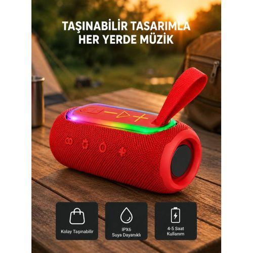 Taşınabilir Mini Bluetooth Hoparlör Güçlü Ses Ve Şık Kırmızı Tasarım