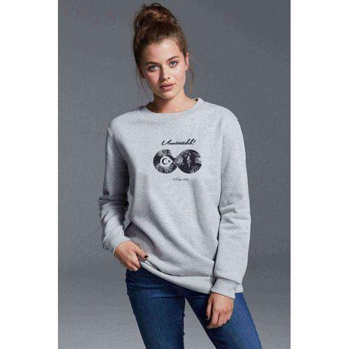Sonsuzluk 10 Kasim Açık Renkler Tum Baskılı Gri Kadın Sweatshirt