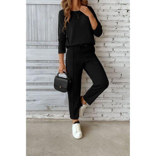 Kadın Uzun Kollu Yanları Nervurlu Viskon Iki Iplik Ve Pantolon Ikili Takım