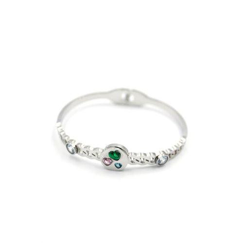 Taşlı Kalp Bilezik - Gümüş