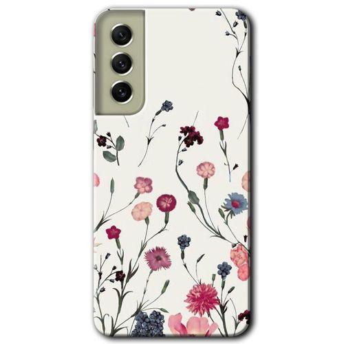 Samsung Galaxy S21 FE Kılıf HD Desen Baskılı Arka Kapak + Temperli Cam - Mat Çiçek