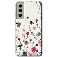 Samsung Galaxy S21 FE Kılıf HD Desen Baskılı Arka Kapak + Temperli Cam - Mat Çiçek