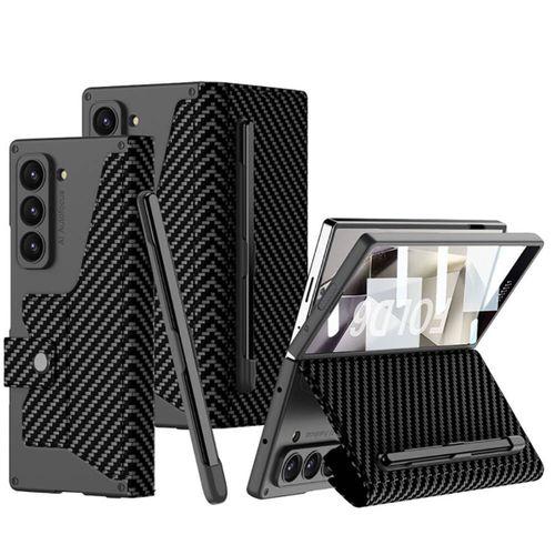 Galaxy Z Fold 6 Kılıf Kamera Korumalı Karbon Tasarımlı Zore Kıpta Kalem Bölmeli Fest Kapak