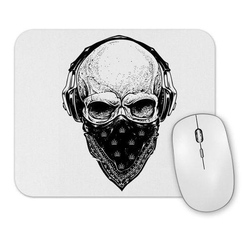 Skull Branca Feminina e Masculina Mouse Pad