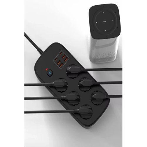 Termal Akım Korumalı 6’lü Priz 4x Usb 2x Type-c Çıkışlı Grup Priz Çoğaltıcı (3500w) Siyah
