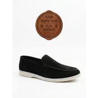BA0252 %100 İçi Dışı Hakiki Deri Erkek Siyah Süet Casual Loafer Termo Taban Ayakkabı