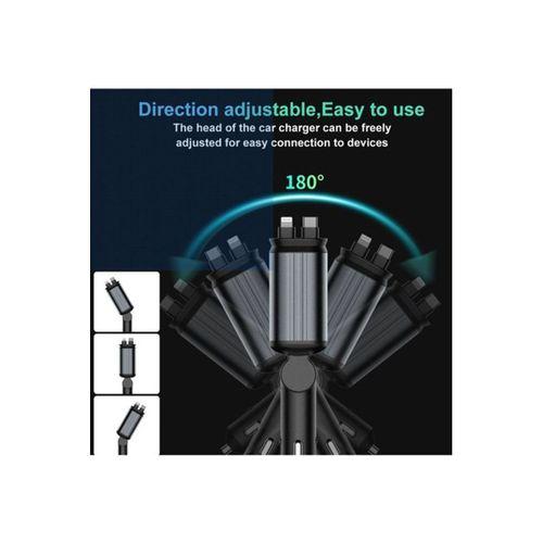 4’ü 1 Arada Çift Usb Bağlantı Çakmaklık, Type-c Hızlı Şarjlı 66w,geri Çekilebilir Araç Telefon Şarj Cihazı