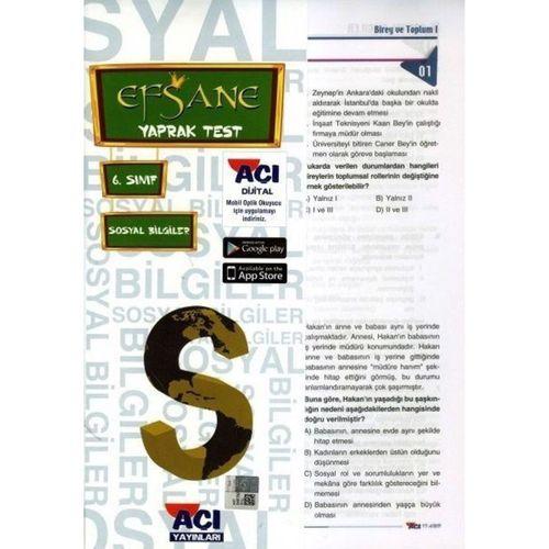 6. Sınıf Sosyal Bilgiler Efsane Çek Kopart Yaprak Test Açı Yayınları