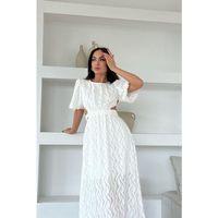 Beyaz Balon Kol Kuşaklı Elbise