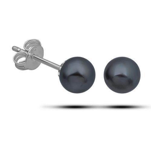 Gümüş Siyah İnci 6 mm Kadın Küpe