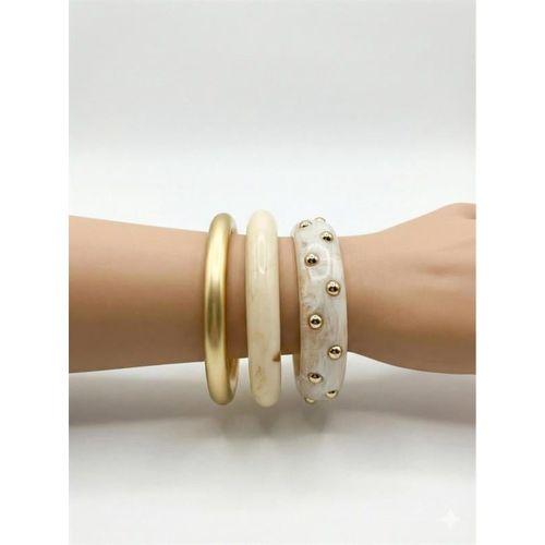 3'Lü Set Bilezik - Beyaz