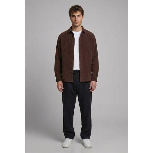 Fitilli Erkek Kadife Gömlek Kahve - Bezayağı Kumaş Relax Fit Jogger Pantolon Siyah