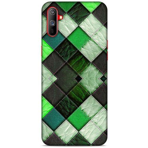 Oppo Realme C3 Kılıf Patchwork (17) Tasarım Kılıf Fıstık Yeşili
