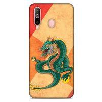 Samsung Galaxy A60 Kılıf Dragons (24) Darbe Emici Kılıf Tatoo Yeşil Ejderha
