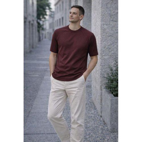 Beckett Reglan Kol İnce Triko Kısa Kollu Erkek T-Shirt - Bordo