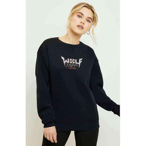 Wolfteam Logo Baskılı Siyah Kadın Sweatshirt