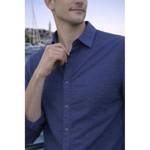 Hurley Çizgili Modal Kumaş Relaxed Fit Günlük Giyim Erkek Gömlek - Mavi