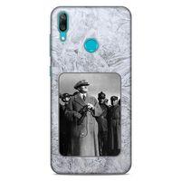 Huawei Y7 2019 Kılıf Atatürk (33) Hybrid Kılıf Beyaz Tüyler