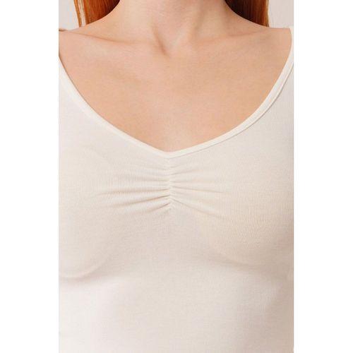 Geniş Yaka Beyaz Basic Body Bluz