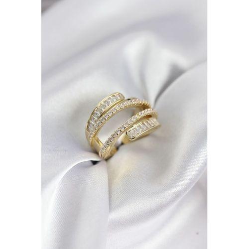 Sarmal Zirkon Baget Taşlı Gold Renk Kadın Yüzük