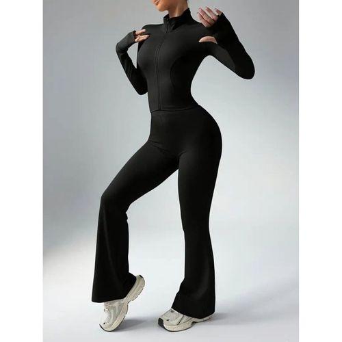 Kadın Uzun Kollu önden Fermuarlı Kısa Dalgıç Bluz Ve Pantolon Ikili Takım