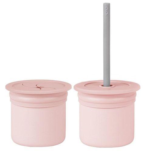 OiOi OiOi Ham+Hüp Pipetli Silikon Bardak Seti Pinky Pink / Powder Grey