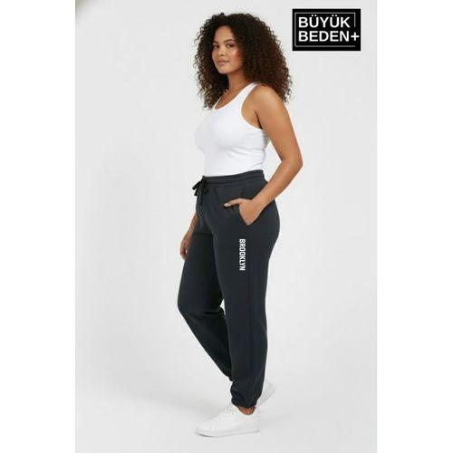 Kadın Büyük Beden BROOKLYN Baskılı Paça Lastikli  Jogger İnce Eşofman Altı  SPR26BEAK951-2