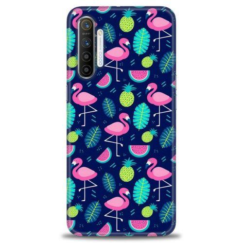 Realme XT Kılıf HD Baskılı Kılıf - Flamingo Ananas + Tam Ekran Koruyucu