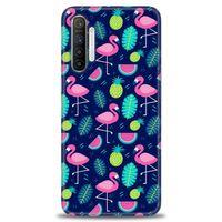 Realme XT Kılıf HD Baskılı Kılıf - Flamingo Ananas + Tam Ekran Koruyucu