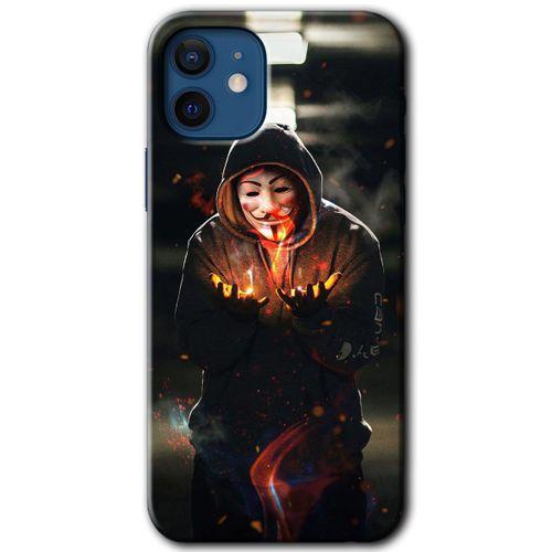 BeRa Aksesuar iPhone 12 Mini Kılıf Baskılı Kapak - V for Fire +Tam Kaplayan Mat Seramik