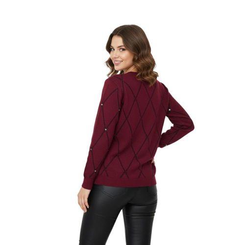 Kadın Sıfıryaka Yaka Baklava Dilim Taşlı Kazak BGL-ST05080