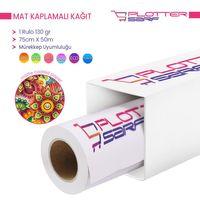 PlotterSarf® Premium Mat Coated Kağıt (Kaplamalı) 130 gr Rulo 75 cm x 50mt (1 Rulo)