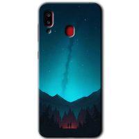 MRCİLETİSİM Samsung Galaxy A30 Kılıf Baskılı Kapak - Night Fores Mount + 5D Tam Kaplayan Cam