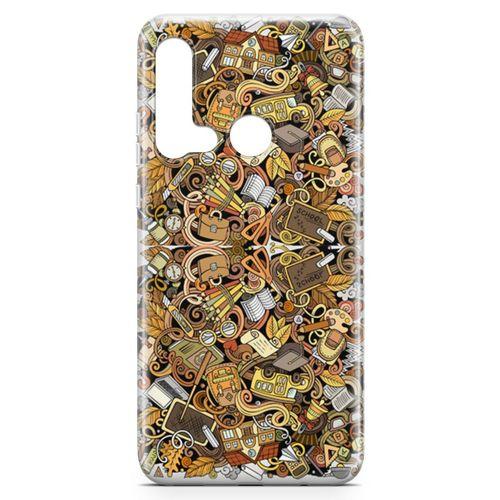 Huawei P20 Lite 2019 Kılıf Eğitimci Doodle Arka Kapak Koruma Desenli Full Koruyucu