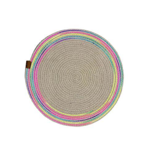 Decohandy 39cm Neon Renkli Şeritli Jüt Örme Supla Amerikan Servis