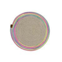 Decohandy 39cm Neon Renkli Şeritli Jüt Örme Supla Amerikan Servis