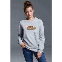 Back Future Gif Baskılı Gri Kadın Sweatshirt