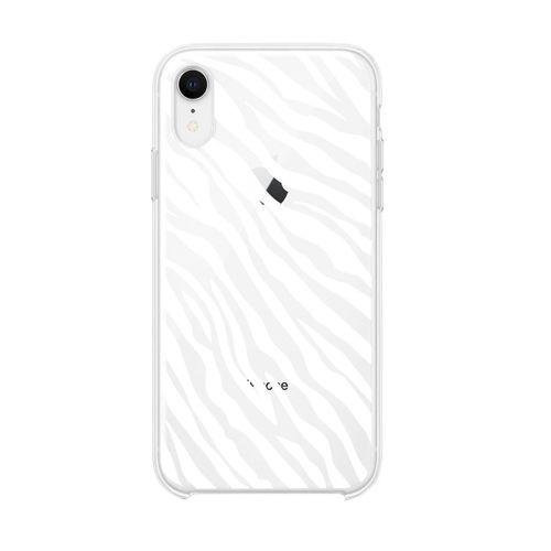 iPhone XS Zebra Pattern Premium Şeffaf Silikon Kılıf Beyaz Baskılı