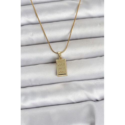 316L Çelik Zincir Gold Renk Külçe Altın Model Kadın Kolye
