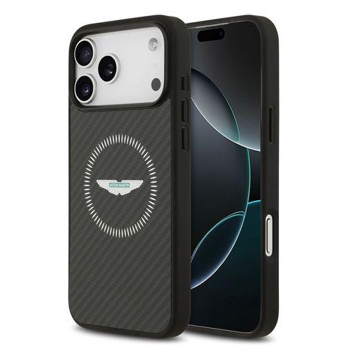 Apple iPhone 17 Pro Max Kılıf Aston Martin Orjinal Lisanslı M-safe Şarj Özellikli Karbon Fiber Kapak
