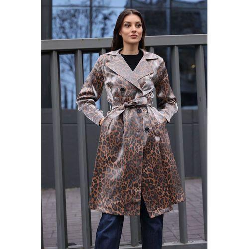 5853 Kruvaze Yaka Trençkot - M. Taba