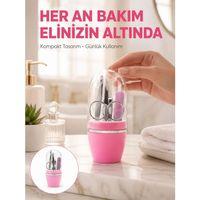 Tırnak Bakım Manikür Pedikür Seti 4 Parça Pembe Pratik Günlük Kullanım Yeni Nesil